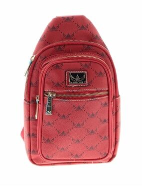 Red Faux Leather Sling Backpack